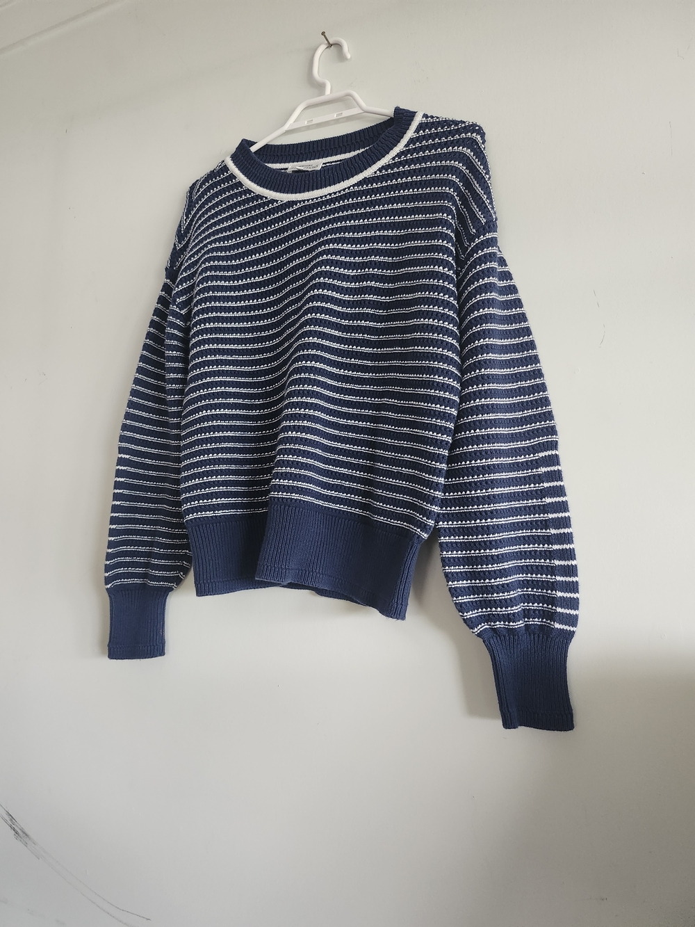 Northern Reflections Navy & White Striped Cotton Crewneck | Medium Classic